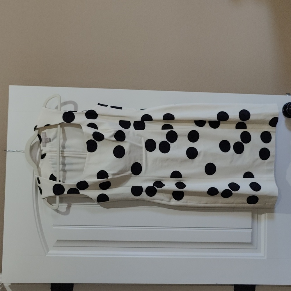 Banana Republic Cream w/ Navy Polka Dots sleeveless dress